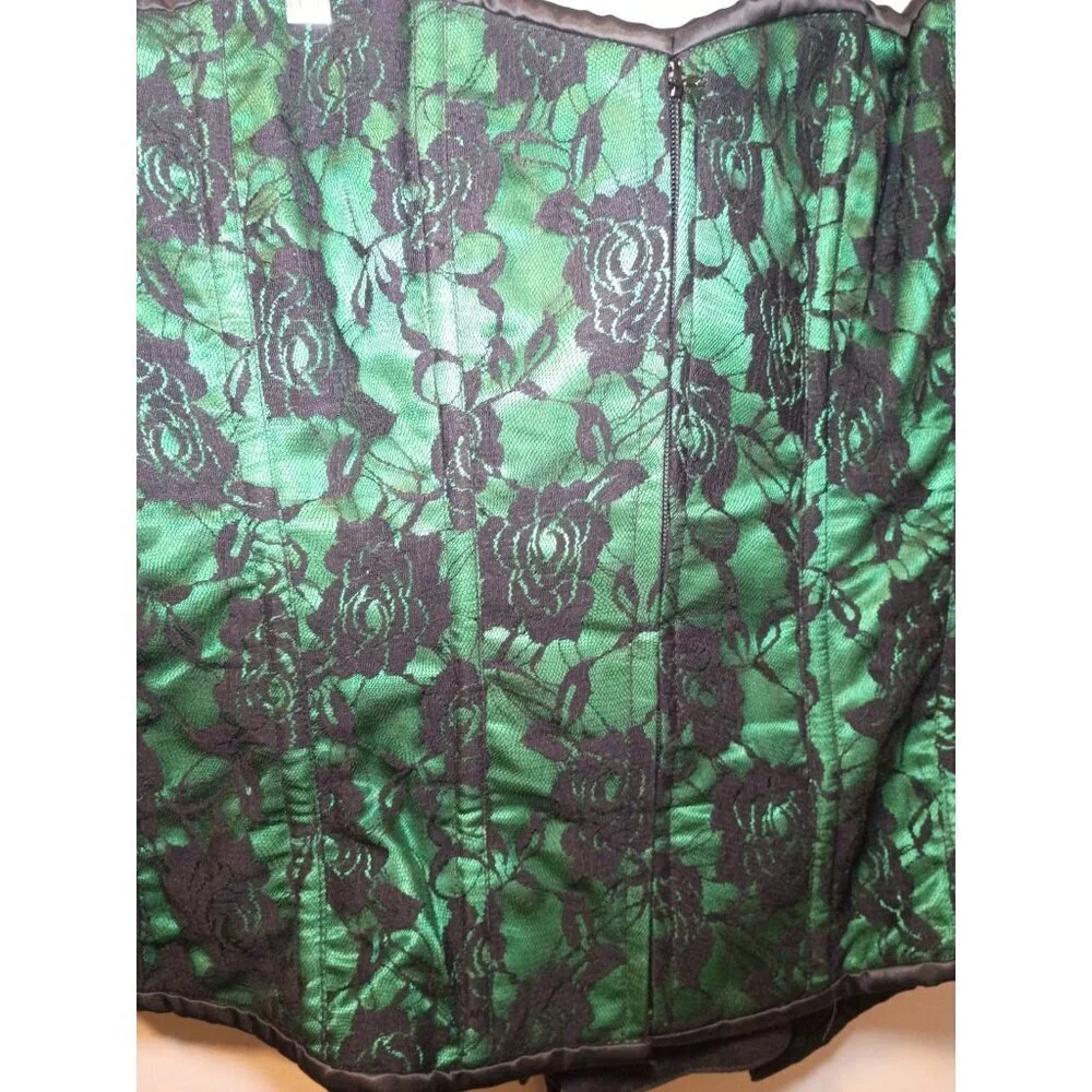 Lavish By Daisy Corsets Plus Size 3XL Women’s Lingerie Green Black Lace Floral